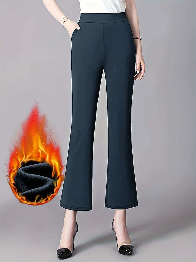 Autumn and winter warm micro flared pants women's new high
