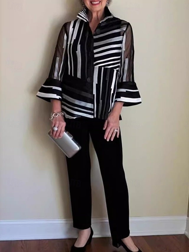 Women's Shirt Two Piece Sets Pants Sets Long Sleeve Shirt