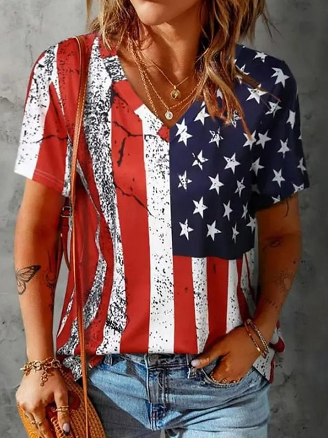 American Independence Day Women's T Shirt Tee Top American
