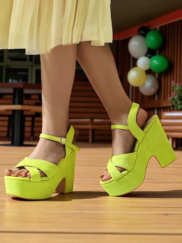 Suede Hot Women's Sandals Platform with Pink Ankle - Strap