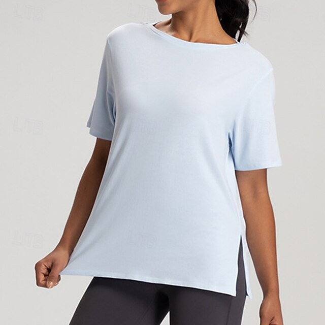 Women's Yoga T-shirt Workout Tops Breathable Loose Short