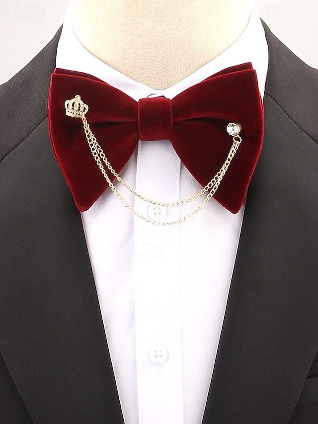 Detail Bow Chain Men's – Tie and Velvet with Crown