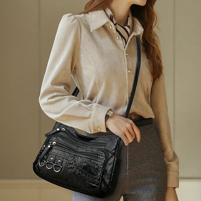 Multiple Crossbody with Vintage Leather Women's Faux Bag