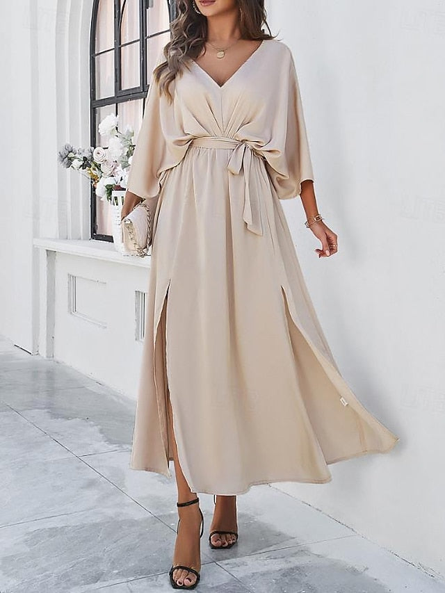 Women's Tiered Dress Maxi Dress Split Thigh Party Formal V