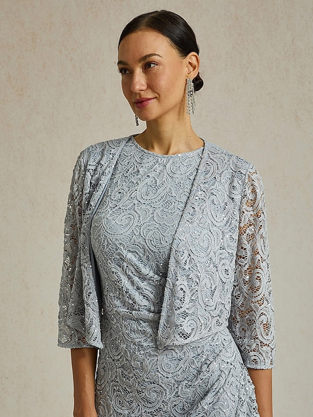 Women's Lace Shirt Elegant Daily Party Crew Neck Light Grey