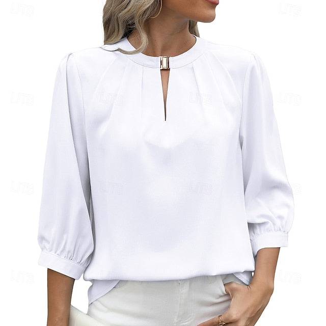 Women's Shirt Summer Shirt Casual Shirt Chiffon Tops Solid