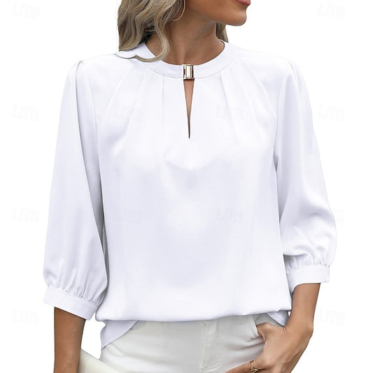 Women's Shirt Summer Shirt Casual Shirt Chiffon Tops Solid