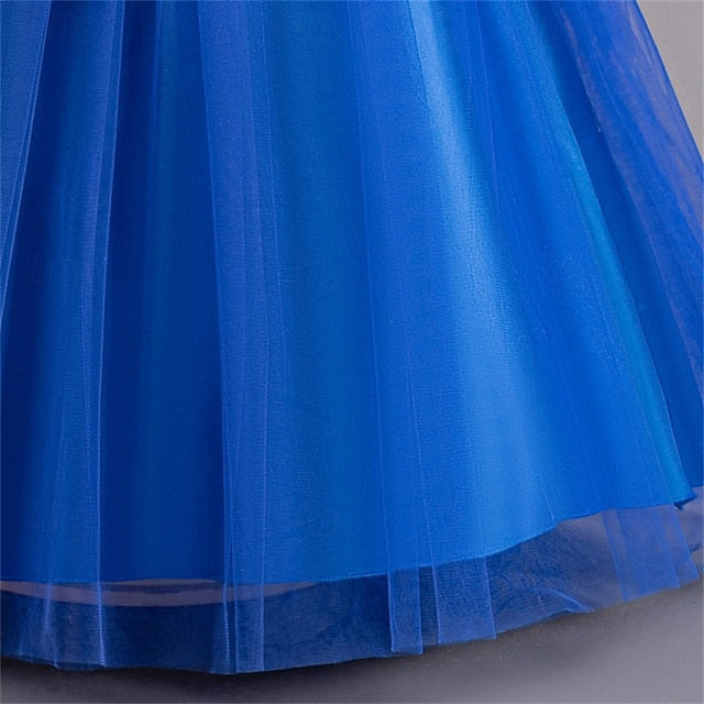 Girls' Party Cosplay Color Dress Solid Kids