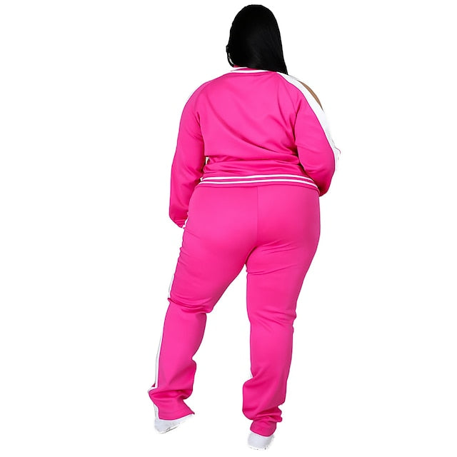 Women's Tracksuit Sweatsuit Drawstring 2 Piece Striped