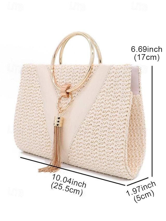 Woven Women's Purse with Elegant Handbag Clutch – Straw