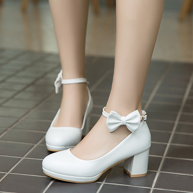 Perfect Bow - Girls' Mary Jane Weddings for Shoes White