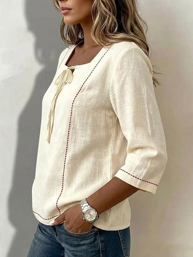 Women's Shirt Blouse Plain Striped Stylish Classic Modern