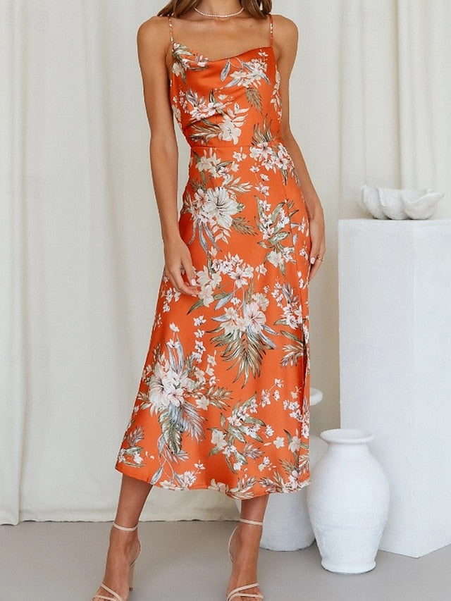 Women's Midi Dress Floral Dress Boho Dress Print Dress