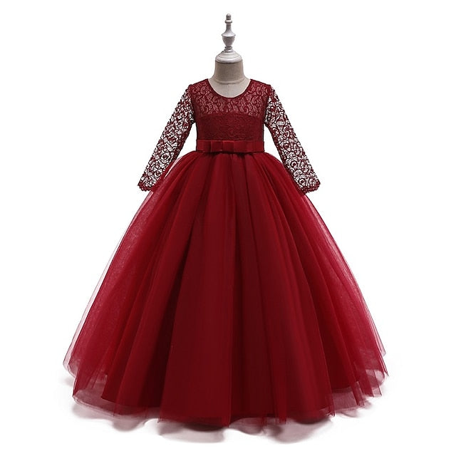 Girl Flower Dress Kids Colored Girls' Solid Wedding