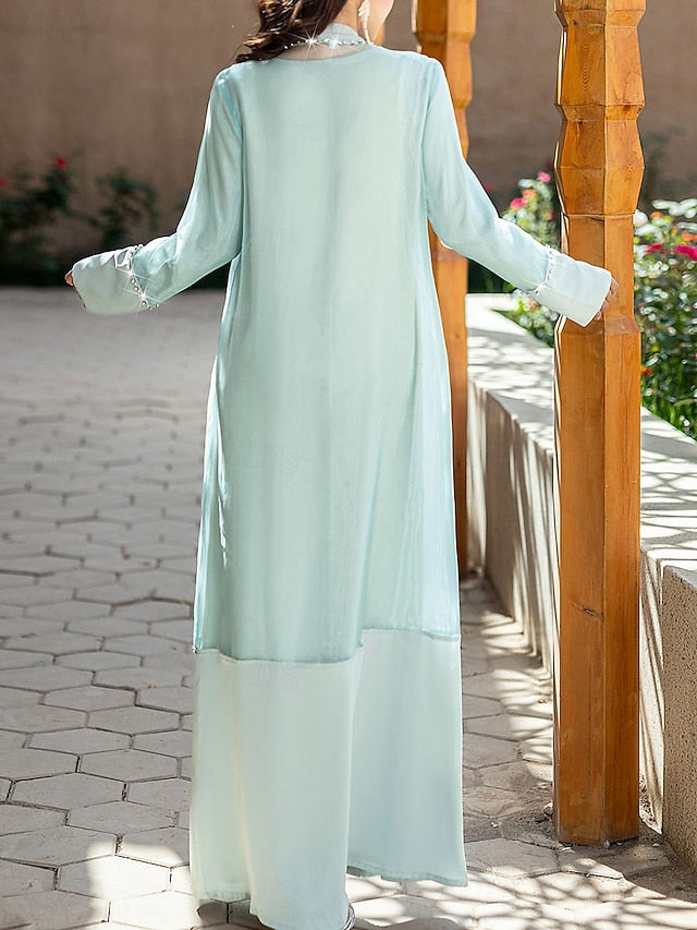A-Line Mother of the Bride Dress Elegant Vintage Crew Neck Floor