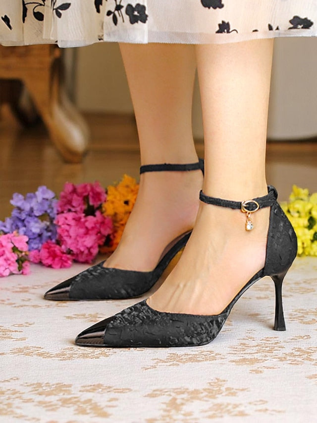 with Beige Women's Pointed Toe Gold Heels Satin and Accents
