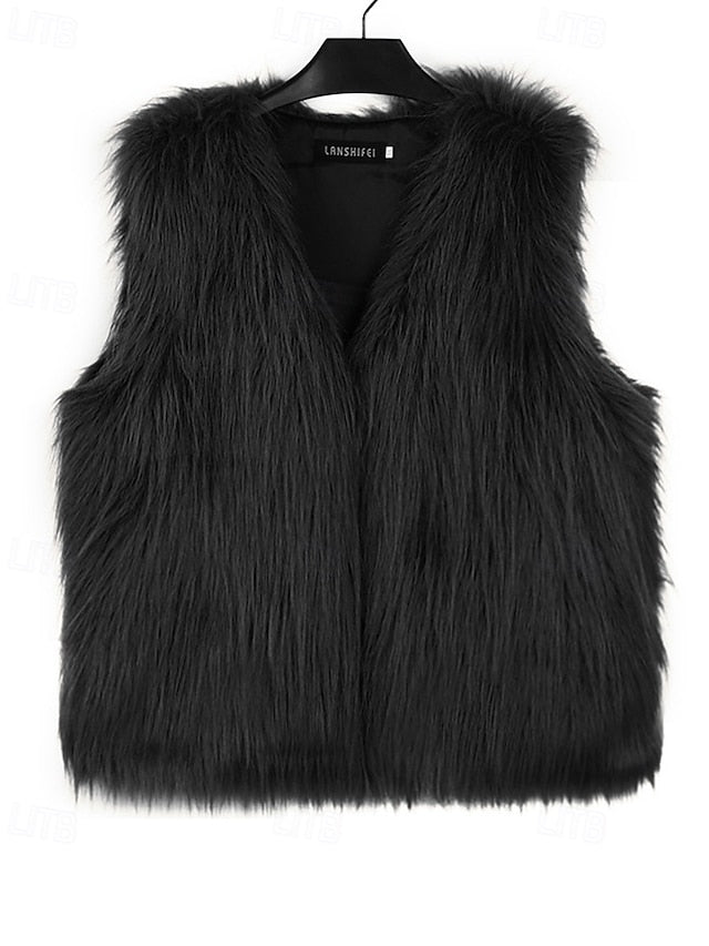 Coat Faux Women's Comfortable Fur Furs Vest Leathers