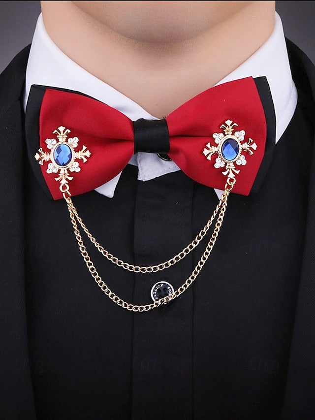 Double Collar Chain Elegant Gem Vintage Brooch Blue –