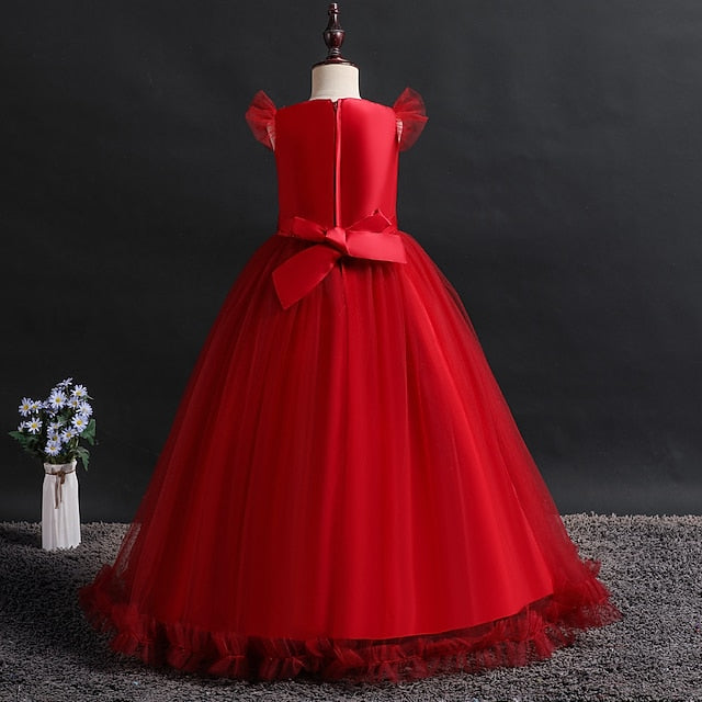 Sleeveless Kids Flower Dress Jacquard Girl Girls'