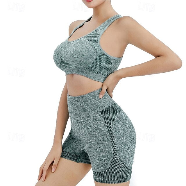 Women's Yoga Short 2pcs Activewear Sports Bra Padded