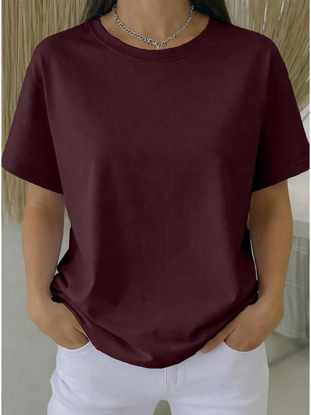Women's Plus Size T Shirt Tee 100% Cotton Solid Color
