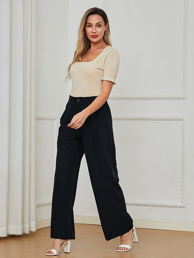 High Waist Wide Leg Dress Pants