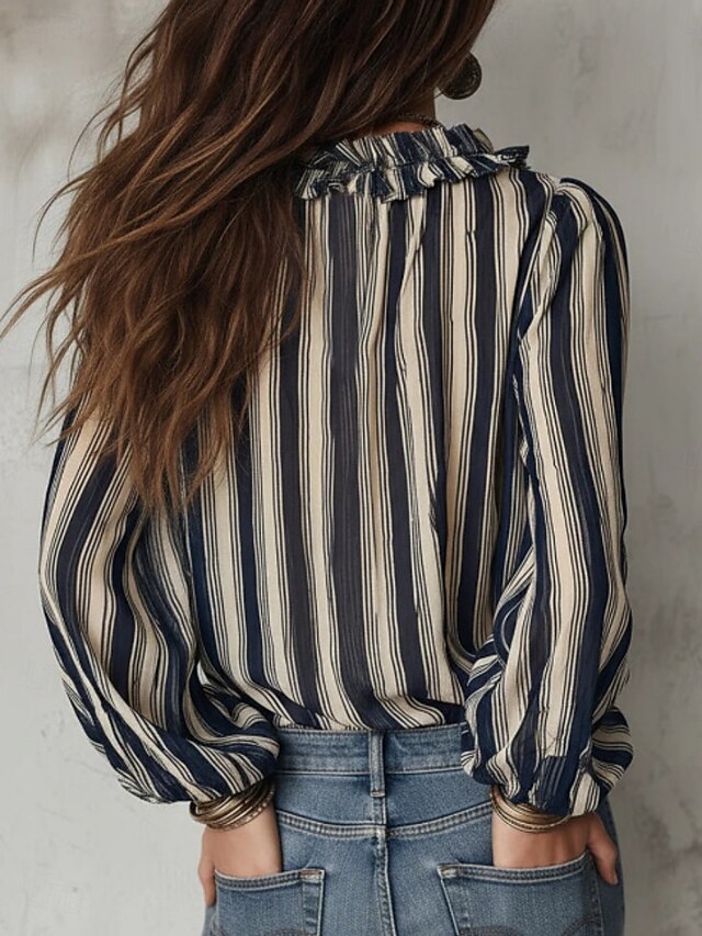 Women's Shirt Boho Shirt Long Sleeve Tops Ruffle Shirt