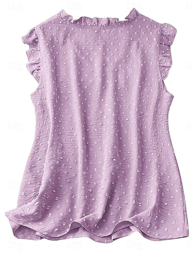 Women's Blouse Camisole Tank Top Ruffle Patchwork Solid