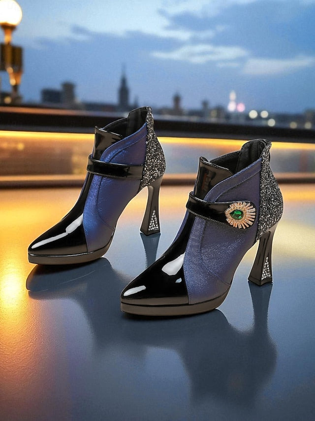 High Heel Boots Ankle Women's Glitter