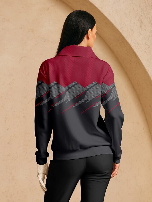 Women's Golf Pullover Sweatshirt Red Long Sleeve Top Ladies