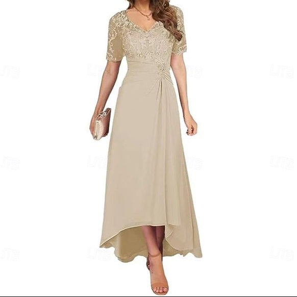 the Bride Mother Elegant Dress Neck Simple of V A-Line