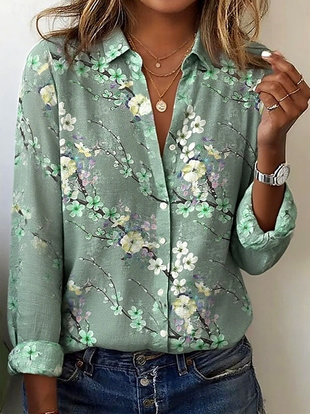 Easter Women's Shirt Linen Like Breathable Lightweight