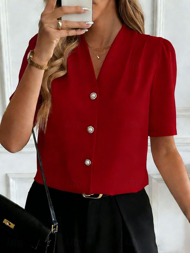 Women's Shirt Button Down Shirt Casual Shirt Buttons Plain