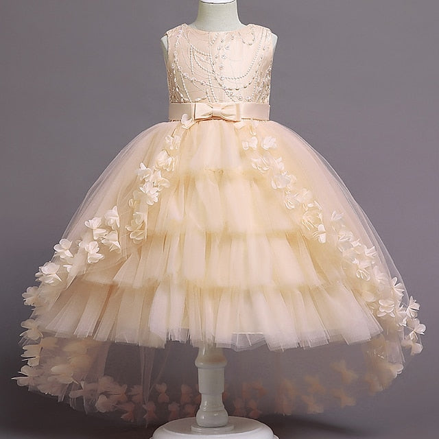 Colored Solid Flower Dress Girl Kids Girls'