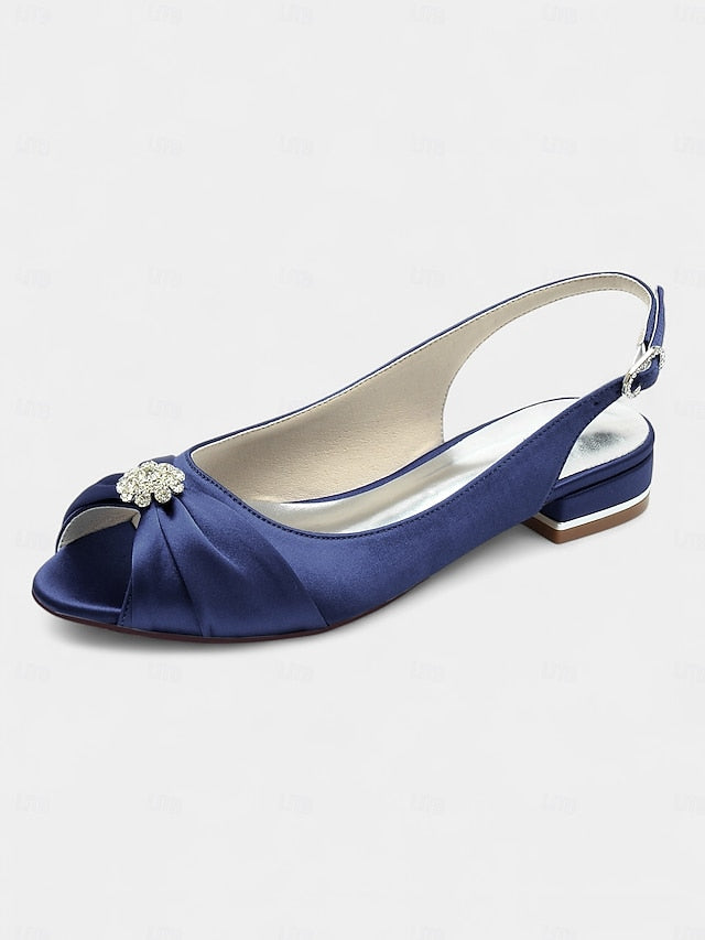 Wedding with Crystal Slingback Women's Satin Heels