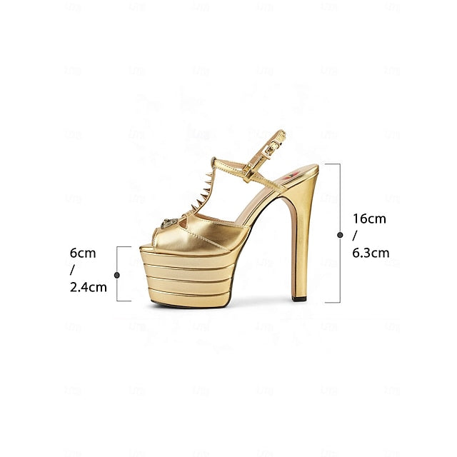 Women's Metallic Heels Platform Edgy and High - Gold Silver