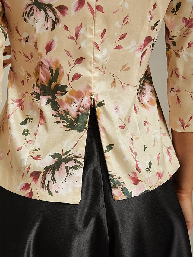Women's Dressy Tops Floral Elegant Vintage Romantic 3/4