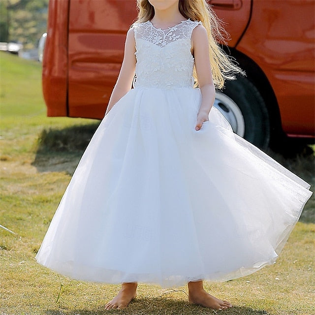 Kids Flower Dress Party Girl Color Solid Girls'