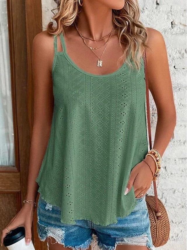 Women's Camisole Tank Top Casual Cut Out Sleeveless Regular