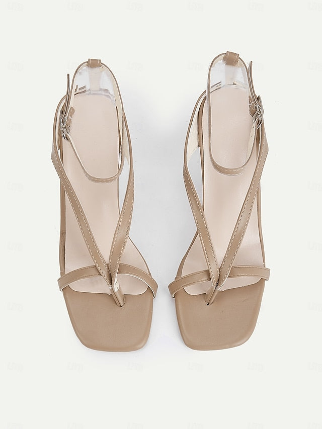 White Elegant Women's Stiletto Sandals Strappy –