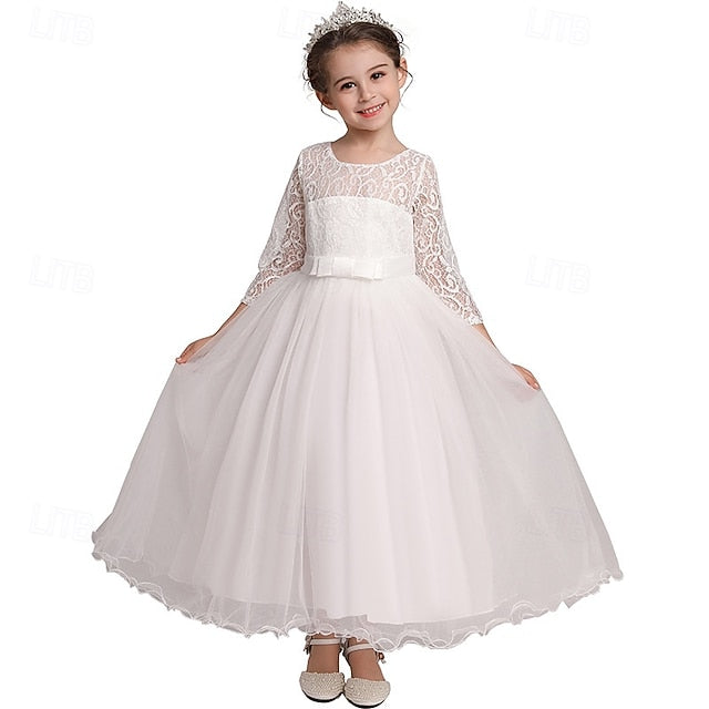 Half Flower Girls' Kids Girl Sleeve Dress Wedding