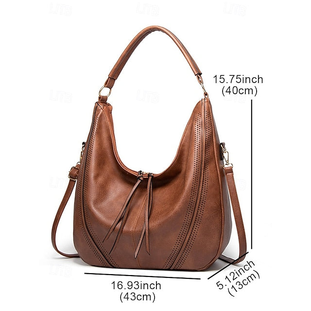 Set Damen Ledertasche Hobo mit passender Geldbörse Kunstleder