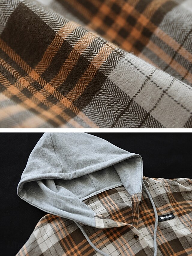 Women's Blouse Buttons Print Plaid Stylish Casual Long