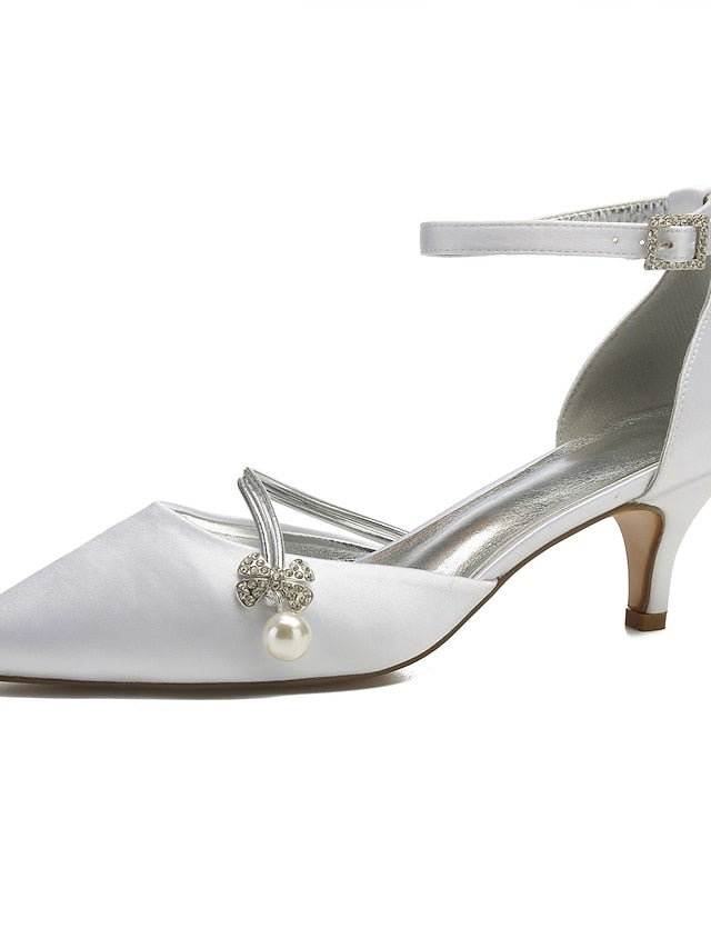 Pearl Blue and Kitten Satin Heels with Dark Women's