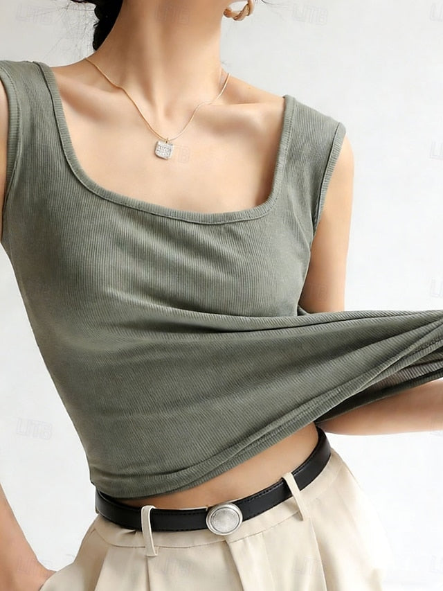 Women's Blouse Camisole Tank Top Plain Casual Sleeveless
