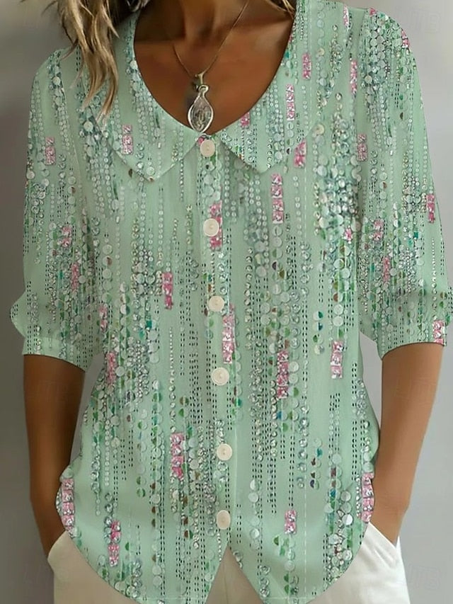 Women's Shirt Floral Graphic Vintage Stylish Peter Pan