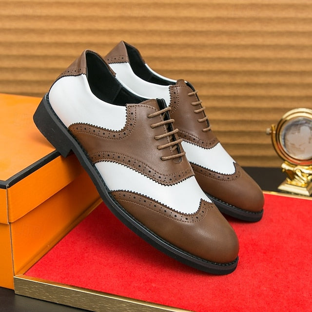 Brogue Shoes White in Wingtip Two-Tone Oxford Men's and