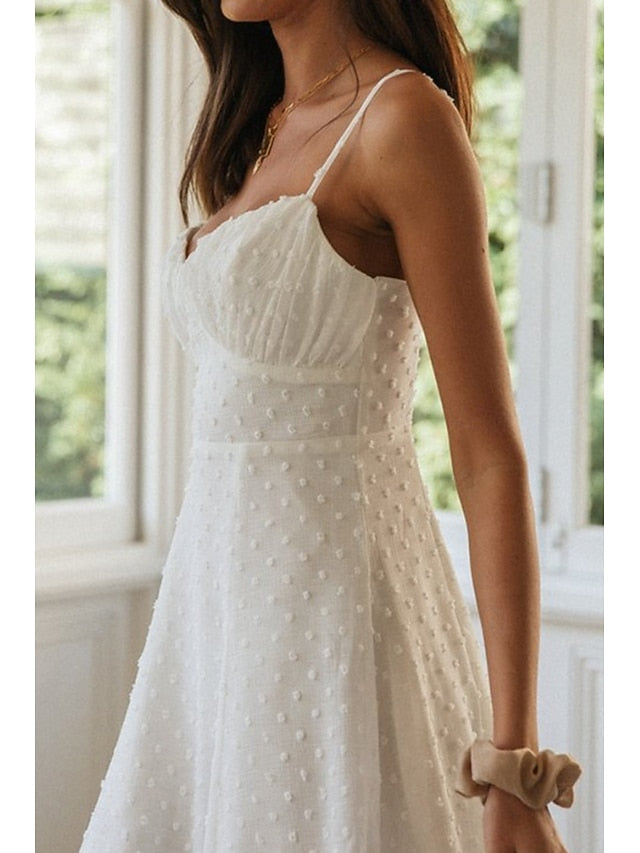 Women's Mini Dress White Dress Graduation Dress Slip Dress