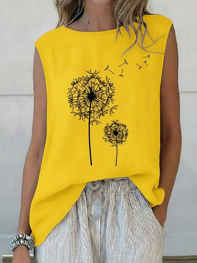 Women's Summer Tops Blouse Sleeveless Shirt Print Graphic