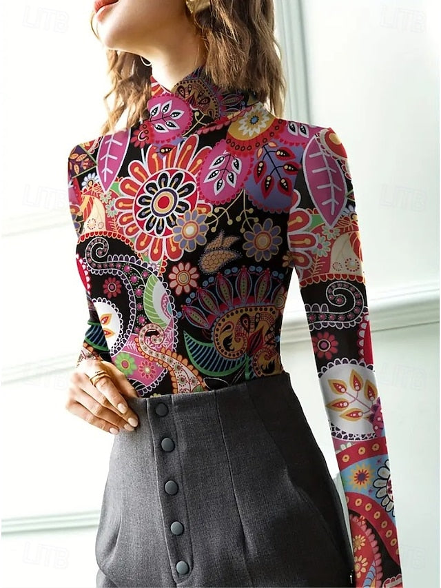 Women's Tunic Floral Elegant Bohemia Vintage Long Sleeve
